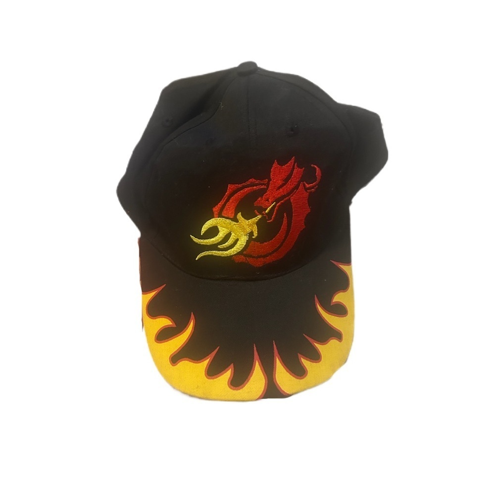 Dragon embroidered flame fire cap baseball hat